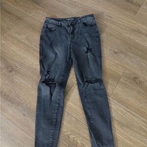 Maurices Charcoal Distressed Skinny Jeans